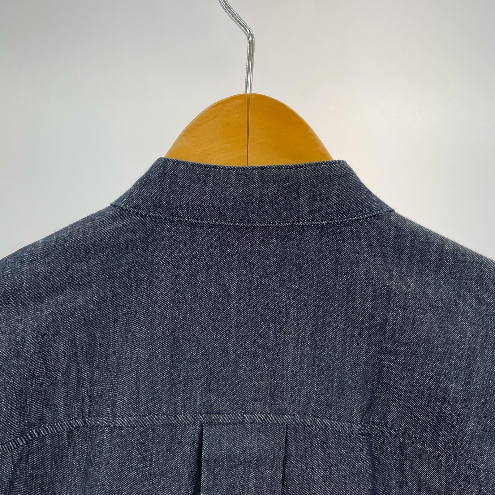 長袖シャツ 5.5oz DENIM ONEWASH BAND COLLAR SHIRT 1 ネイビー