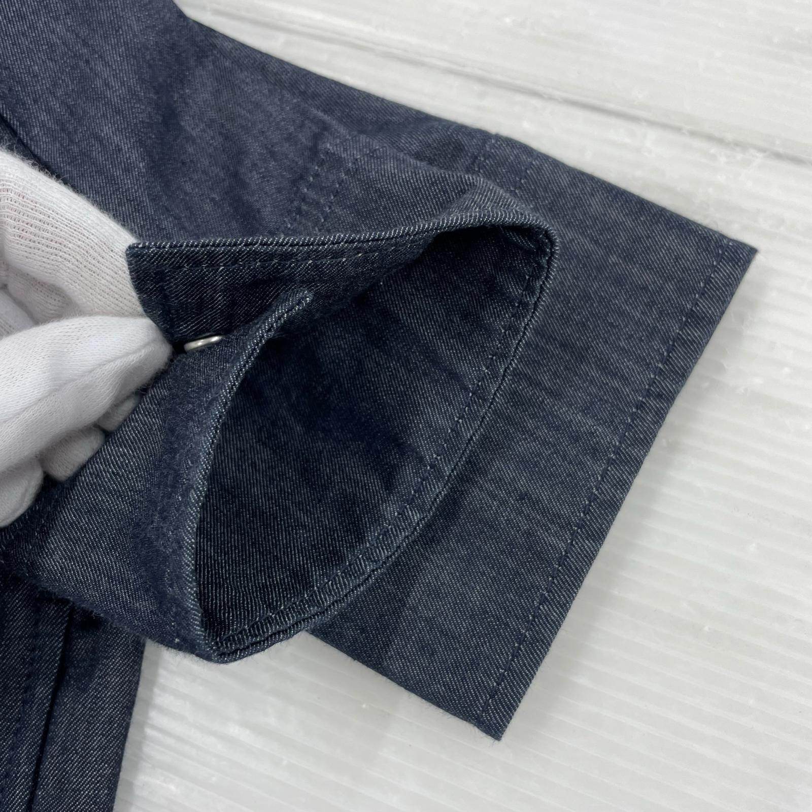 長袖シャツ 5.5oz DENIM ONEWASH BAND COLLAR SHIRT 1 ネイビー