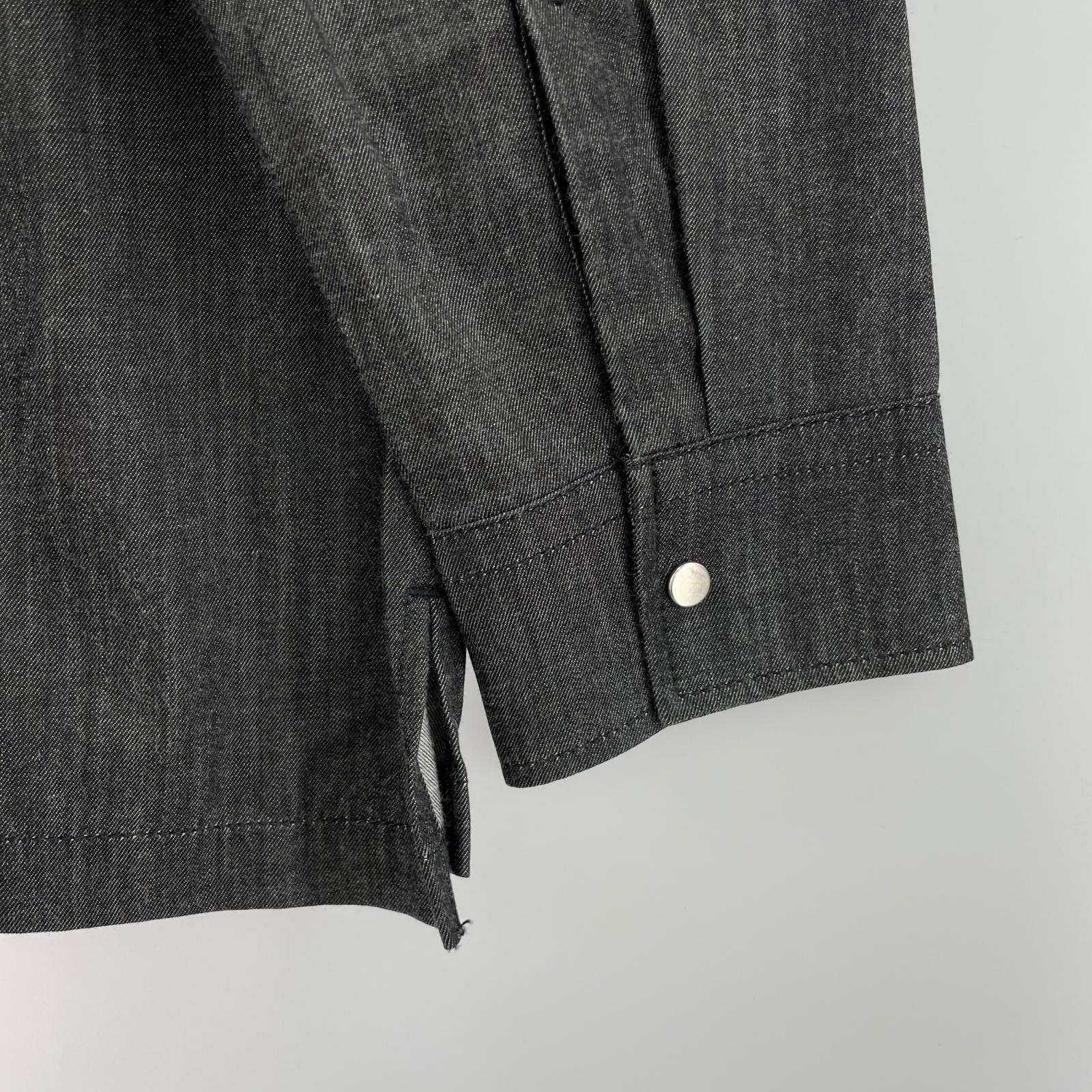 長袖シャツ 5.5oz DENIM ONEWASH BAND COLLAR SHIRT 1 ブラック