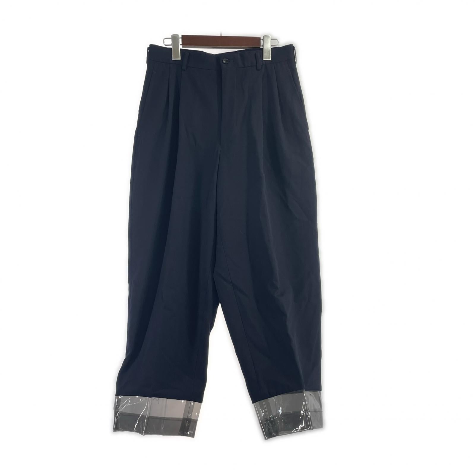 パンツ COMME des GARCONS HOMME 90s 裾PVC ウールスラックス M ネイビー M ネイビー