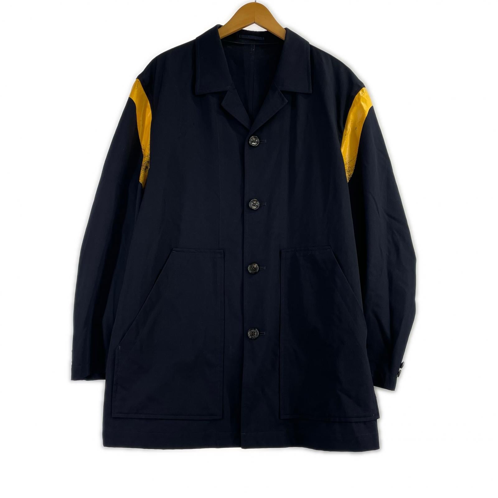 ジャケット COMME des GARCONS HOMME 90s ペンキデザイン ウールジャケット ネイビー M ネイビー