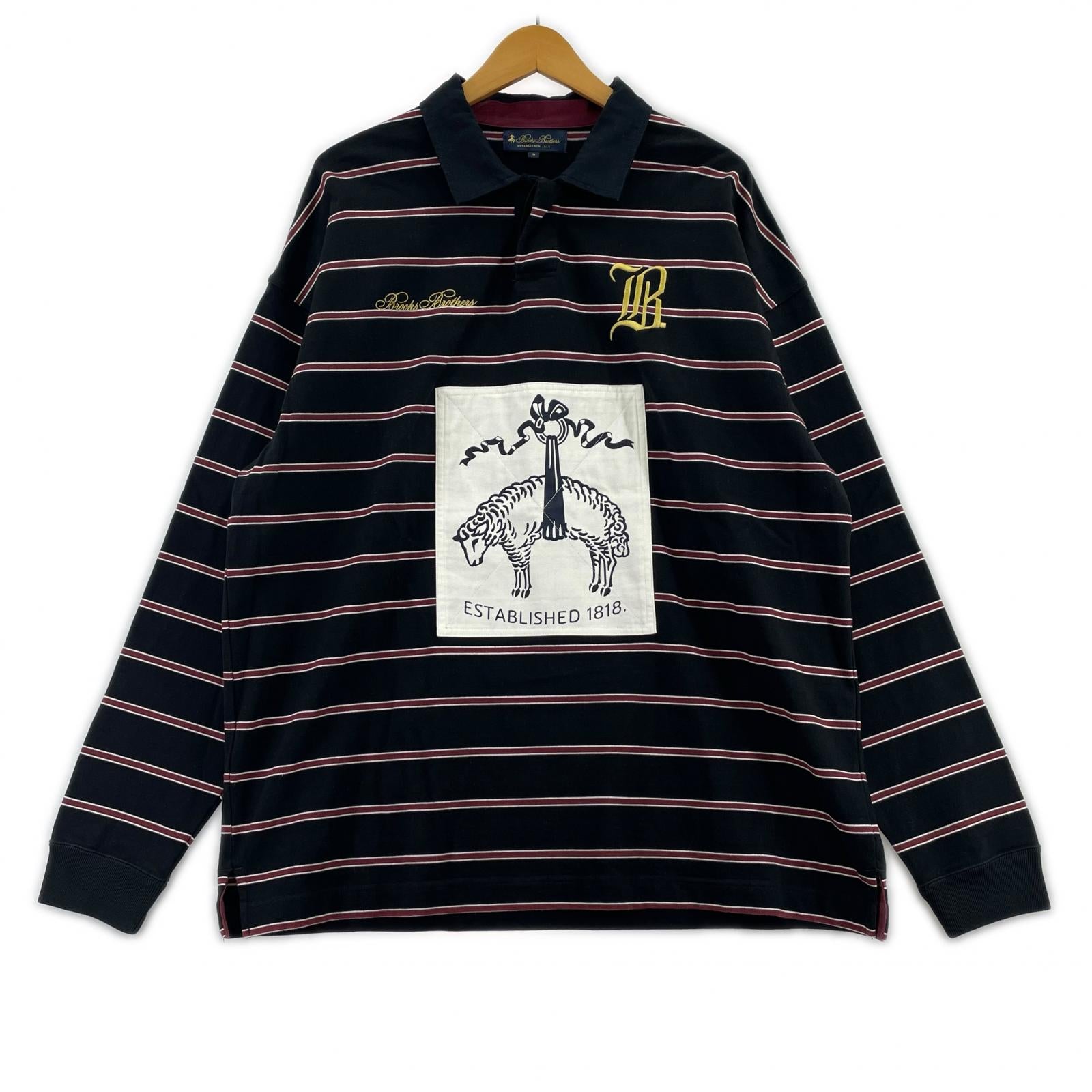 ポロシャツ Brooks Brothers BIOTOP別注 ラガーシャツ M 黒 M ブラック