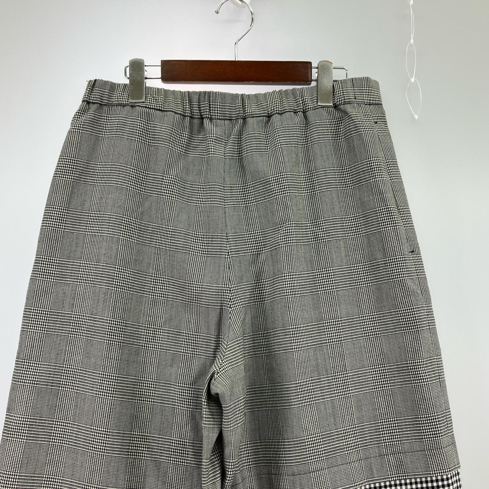 パンツ 25SS/千鳥/切替/ワイドパンツ/白黒 38 グレー