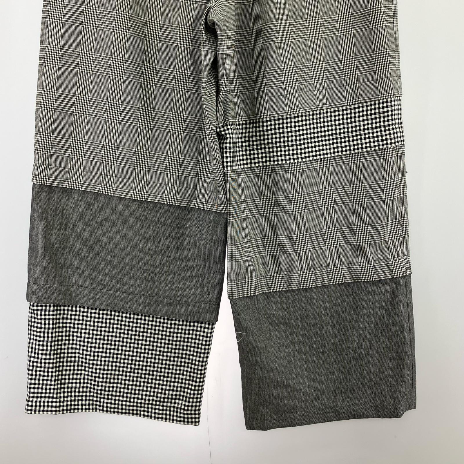 パンツ 25SS/千鳥/切替/ワイドパンツ/白黒 38 グレー