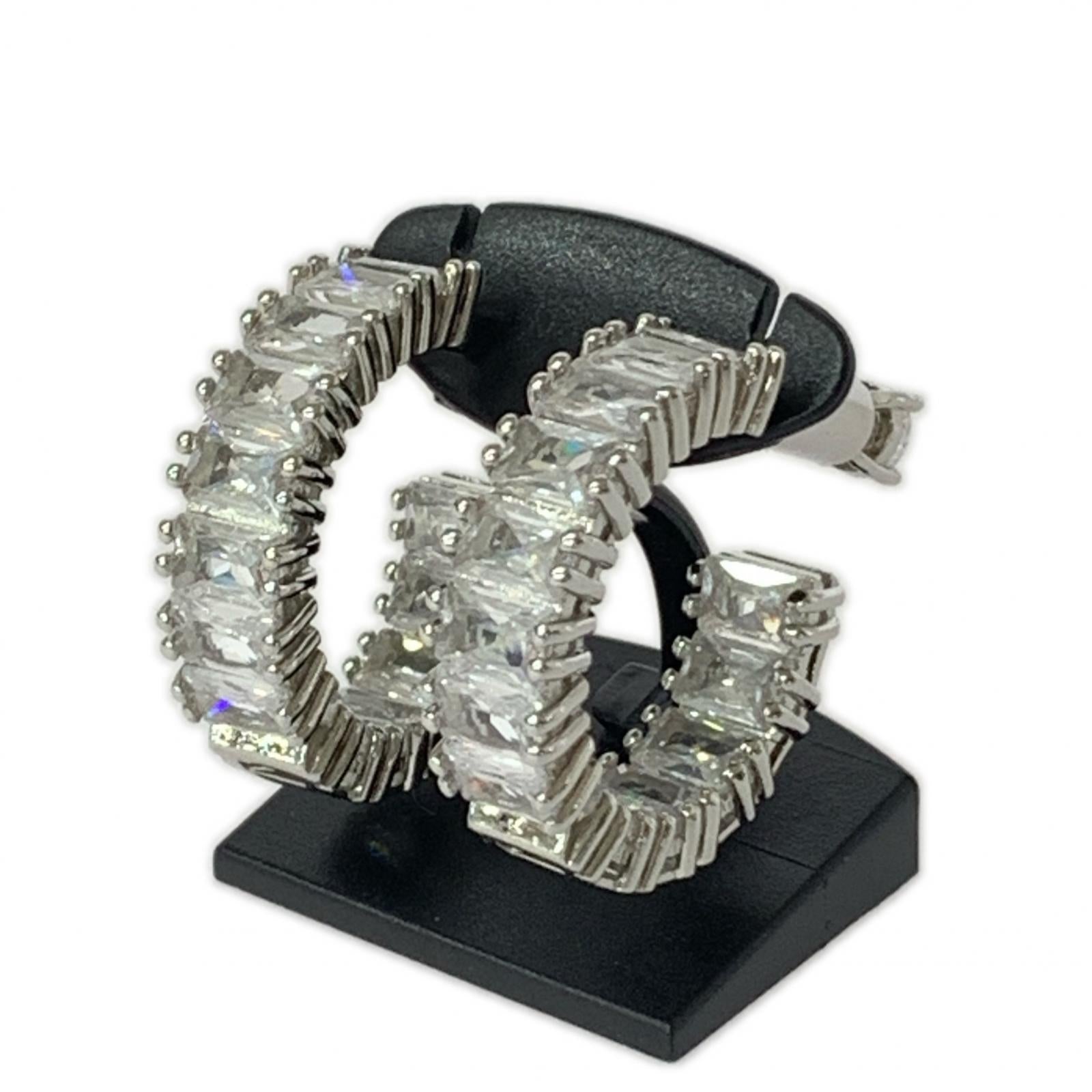 その他アクセサリー SWAROVSKI ラインストーン デザインピアス シルバー