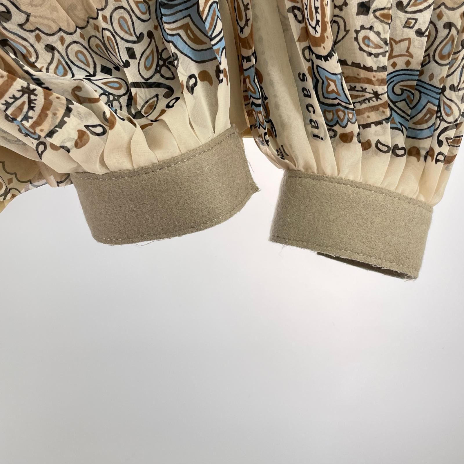 長袖シャツ 23ss バンダナプリントシフォンブラウス 3 3 ベージュ