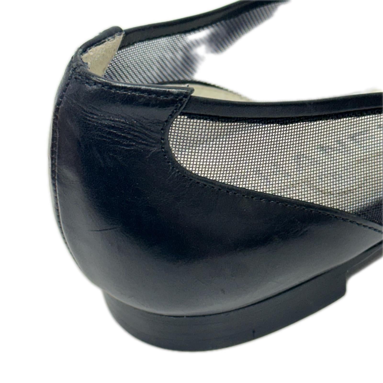 CHANEL メッシュフラットシューズ 黒 (34)