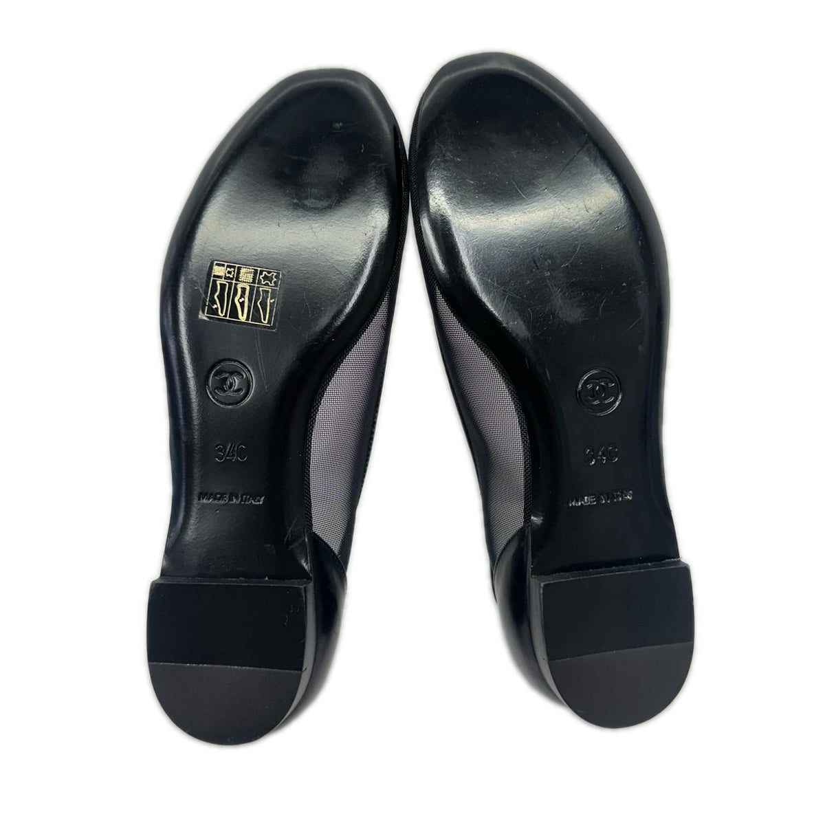 CHANEL メッシュフラットシューズ 黒 (34)