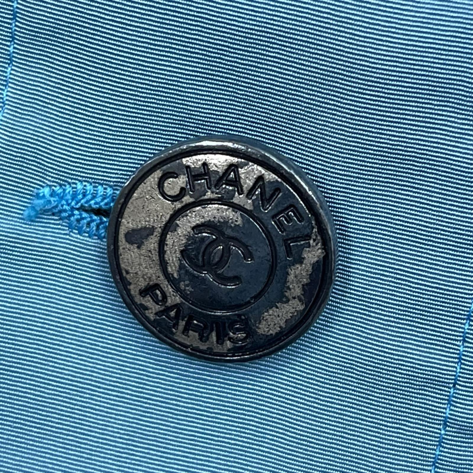 CHANEL ステンカラーコート 青