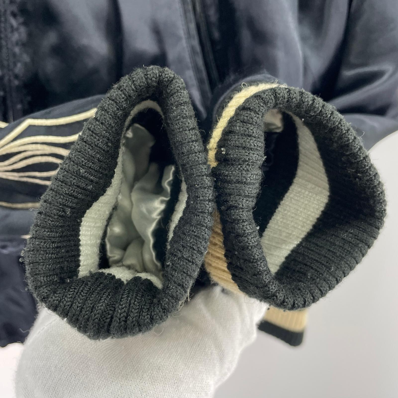 ジャケット VANSON ブルドッグ×スカル リバーシブルスカジャン M 黒 M