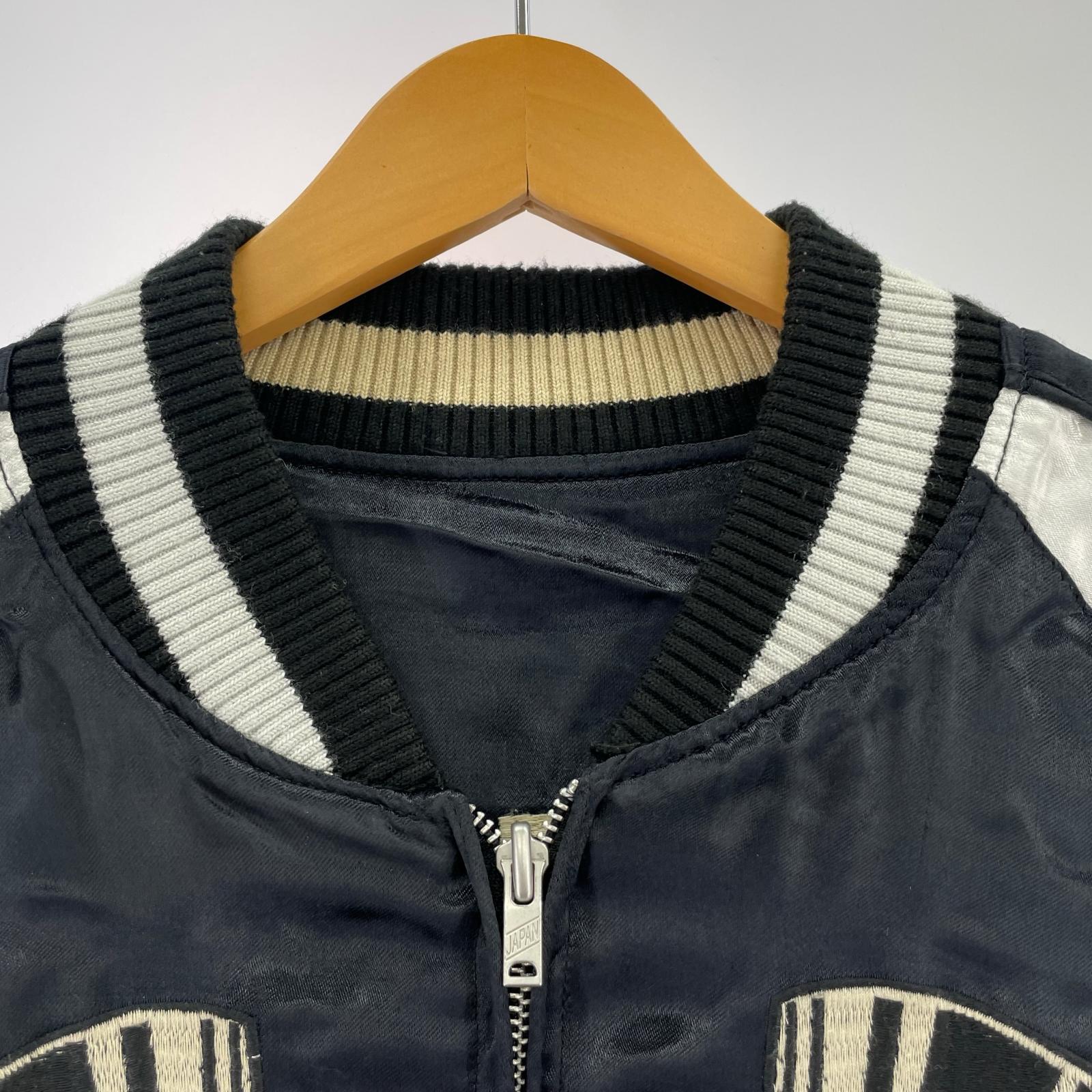 ジャケット VANSON ブルドッグ×スカル リバーシブルスカジャン M 黒 M