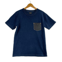 半袖Ｔシャツ ポケットレザー ネイビー　s S ブルー