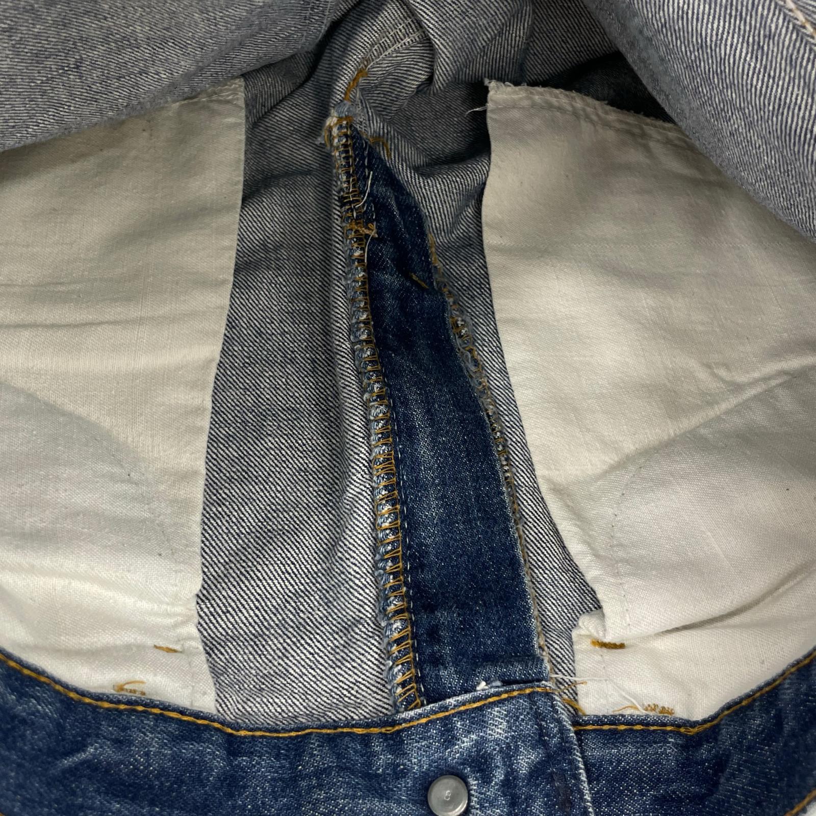 デニムパンツ 76年製 オレンジタブ ボタン裏8 デニムパンツ 42TALON 31 ブルー