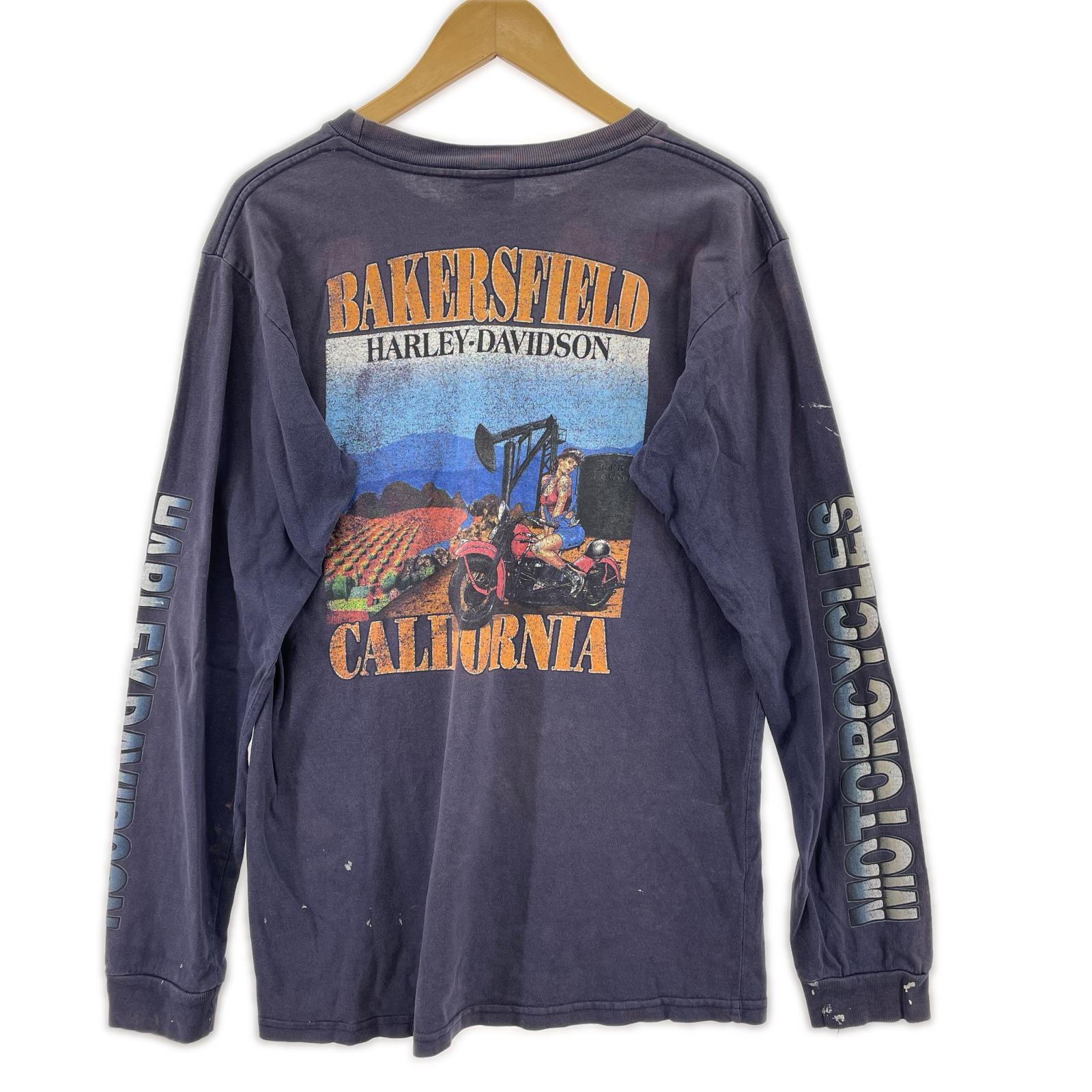 長袖Ｔシャツ ペイント 袖 バックガールプリント 紺 M M