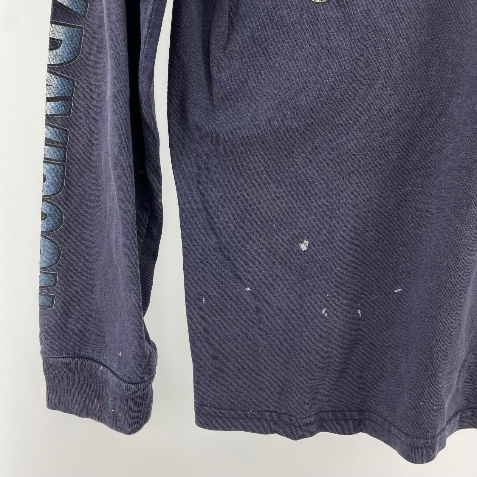長袖Ｔシャツ ペイント 袖 バックガールプリント 紺 M M