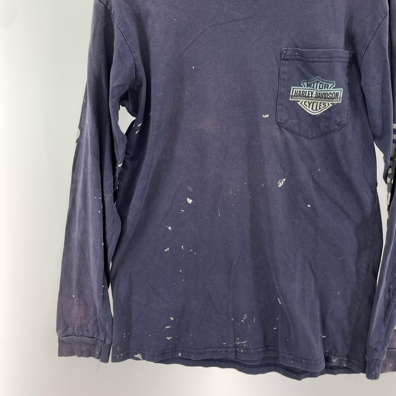 長袖Ｔシャツ ペイント 袖 バックガールプリント 紺 M M