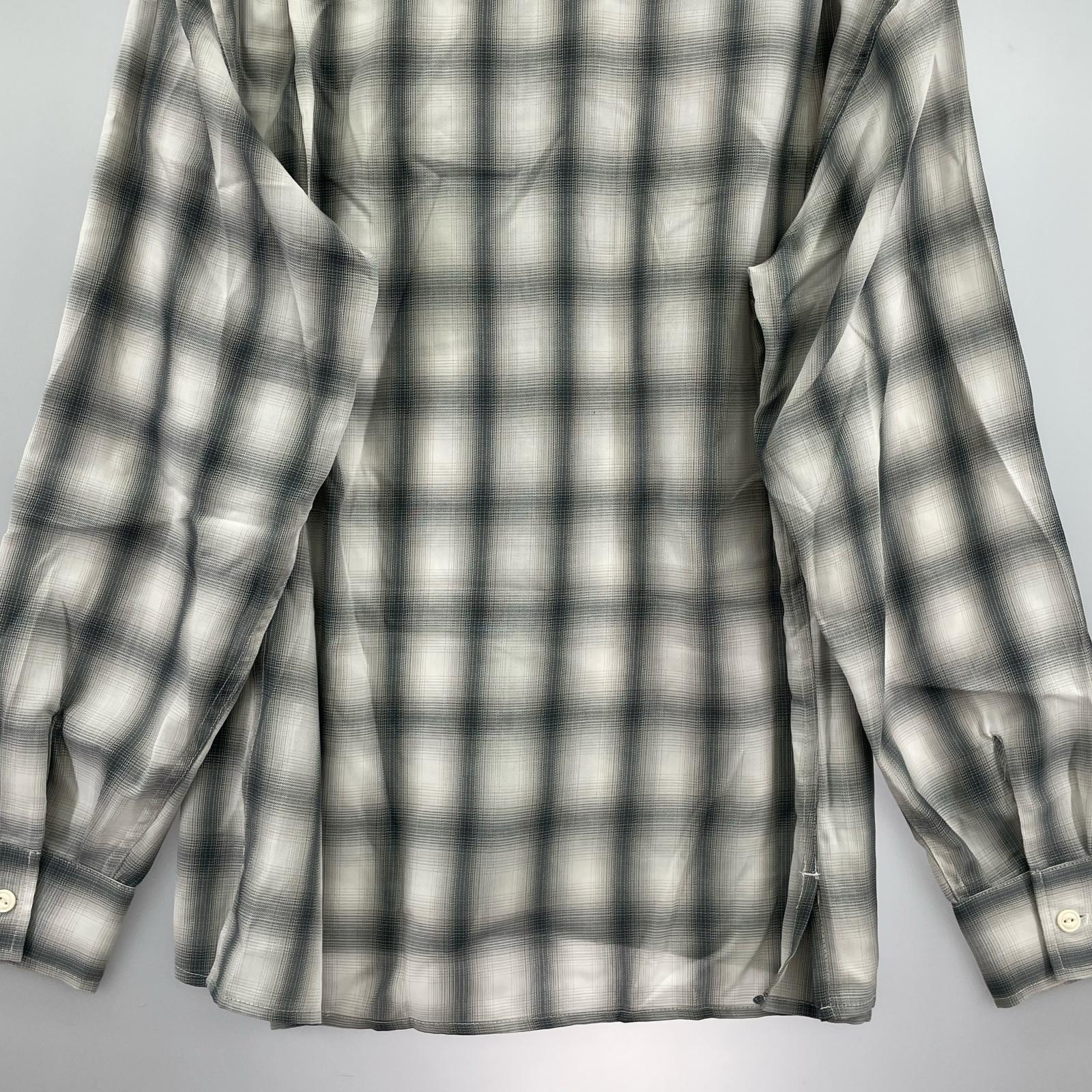 長袖シャツ BIG MIKE オンブレシャツ 白×グレー (M) M