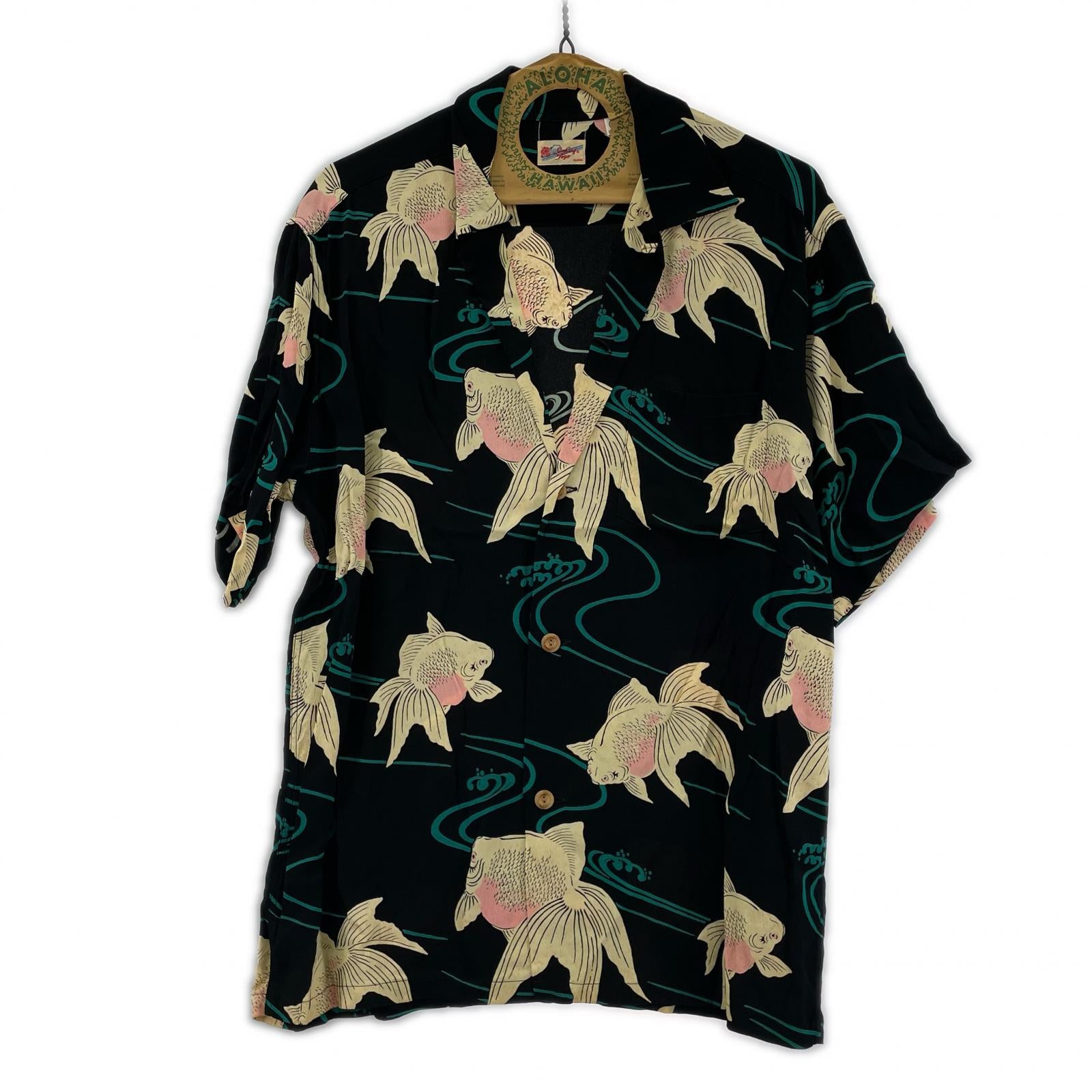 半袖シャツ SUN SURF レーヨンアロハシャツ SS34867 金魚 黒 (M) M ブラック