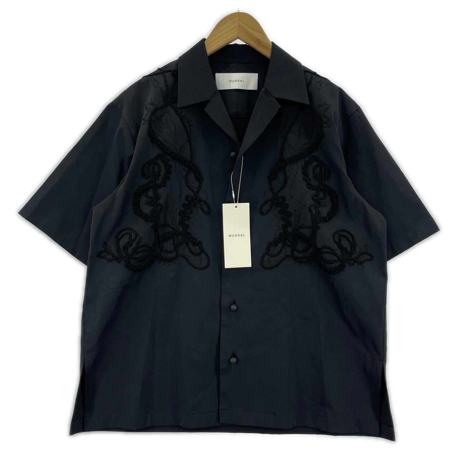 半袖シャツ Cucurbita embroidered shirt ブラック