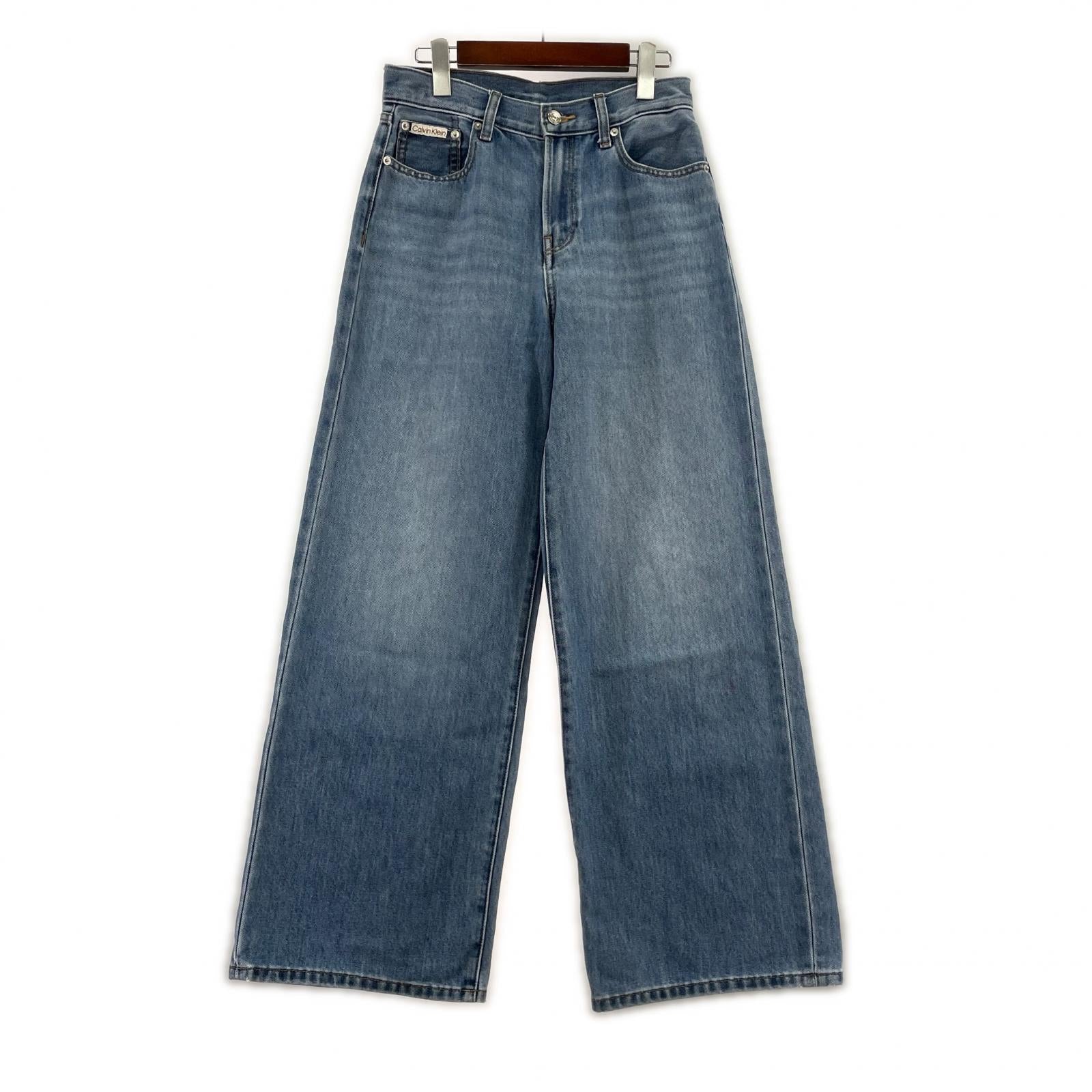 デニムパンツ WIDE LEG W26 26 ブルー