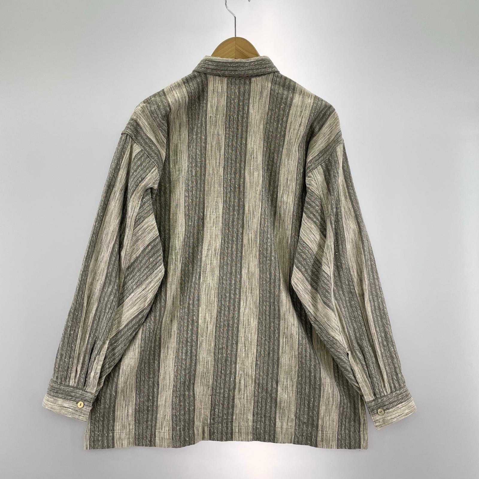 長袖シャツ 80s 筆タグストライプ (M) M グレー