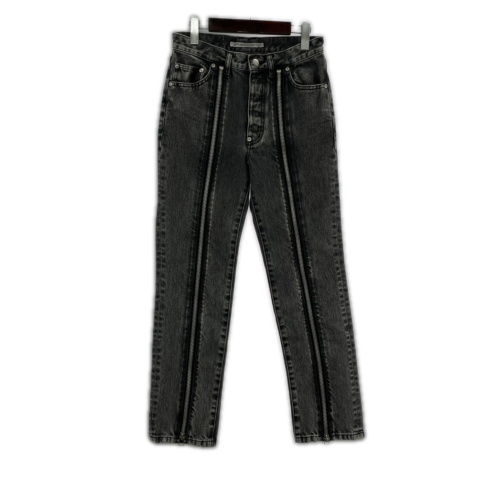 デニムパンツ WASHED DENIM ZIP PANTS 44 44 ブラック