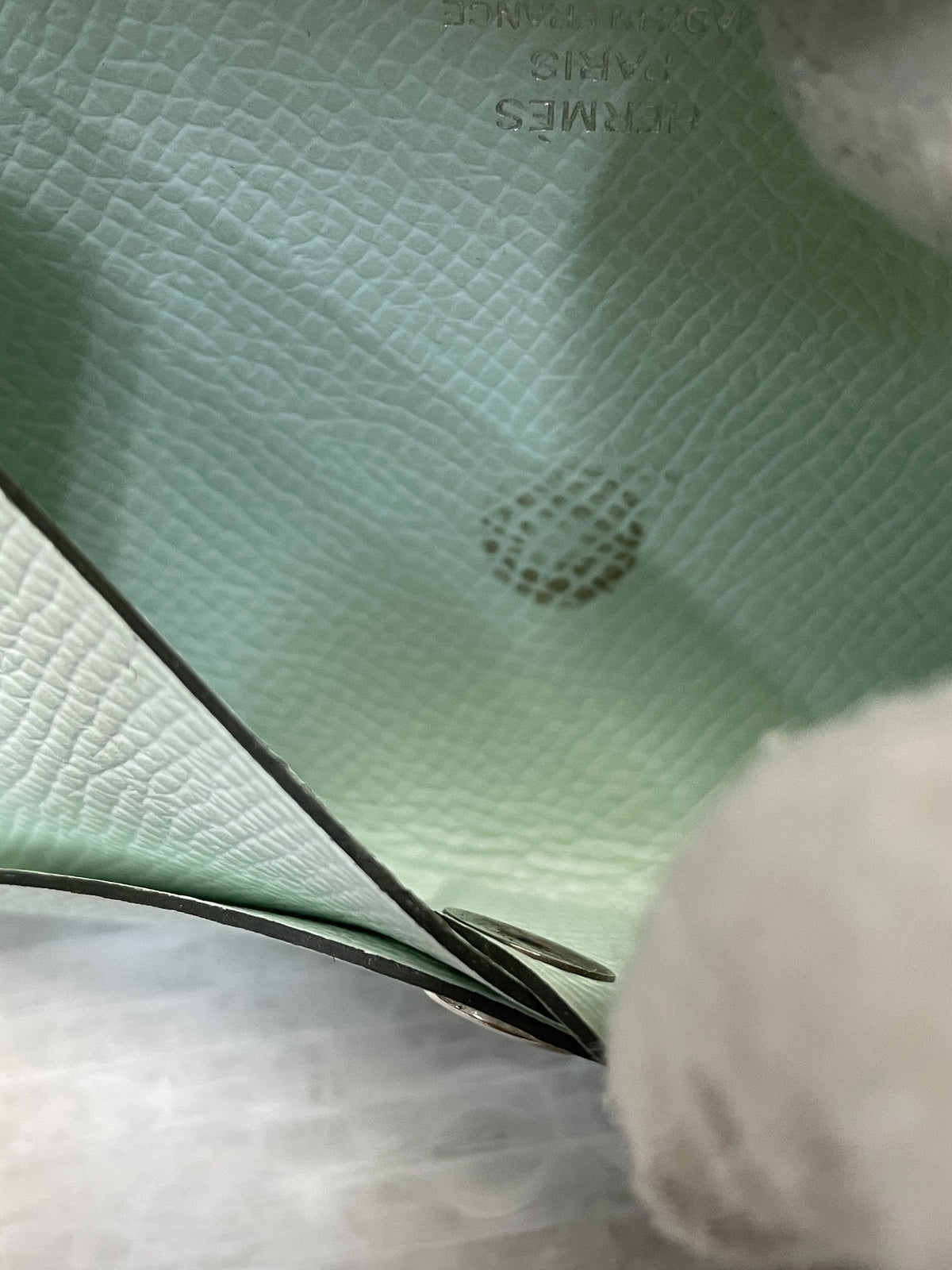 HERMES 24年 W刻印 カルヴィ デュオ カードケース ペパーミント