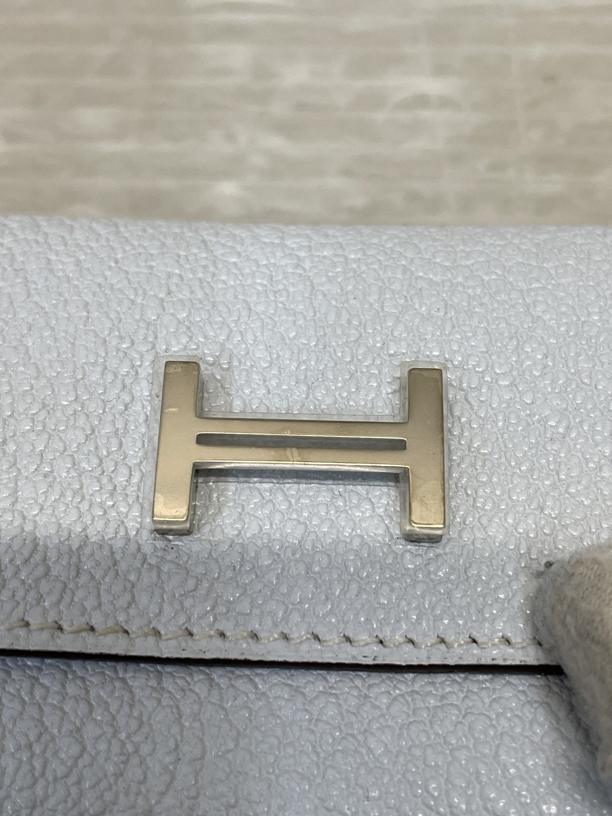 HERMES 22年 U刻印 ベアン 4連キーケース ブルーブリュム