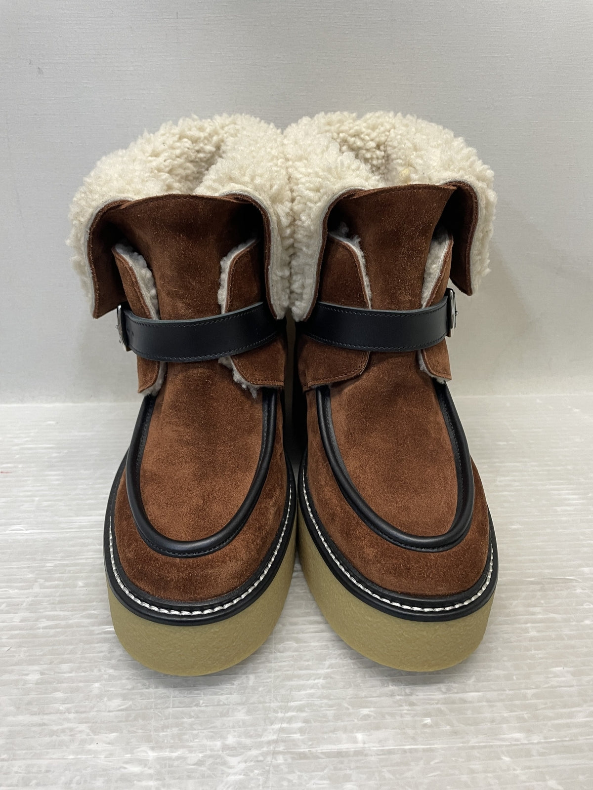 HERMES エミスフェール スエード ムートンブーツ 23.0cm 茶色 CL232029Z