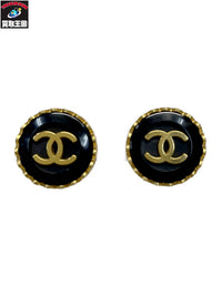 CHANEL 95年 ココマーク イヤリング 黒金