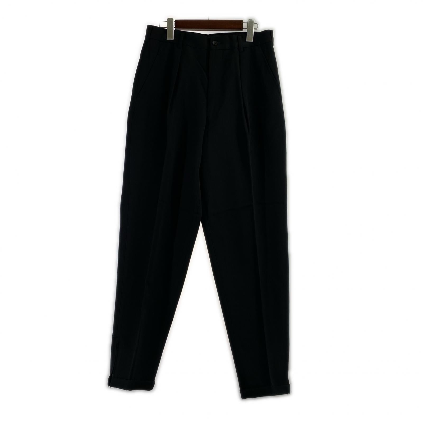 パンツ COMME des GARCONS HOMME PLUS 90s 裾ジップ ウールギャバスラックス M ブラック M ブラック