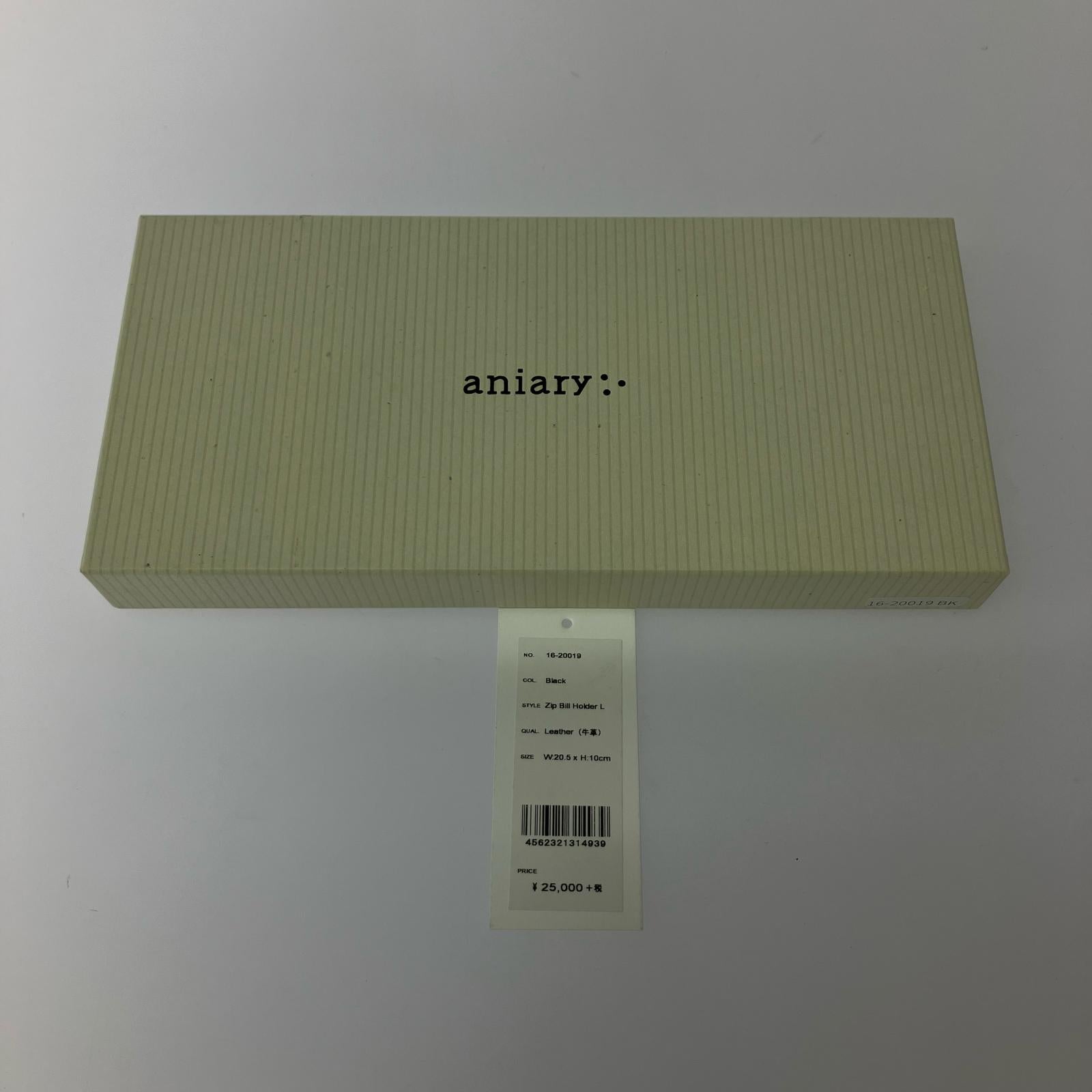 長財布 aniary ZIP BILL HOLDER L 黒 ブラック