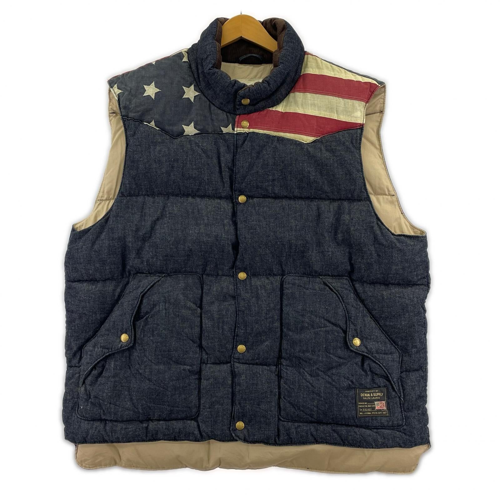 ダウンベスト Denim＆Supply 星条旗柄 ブルー