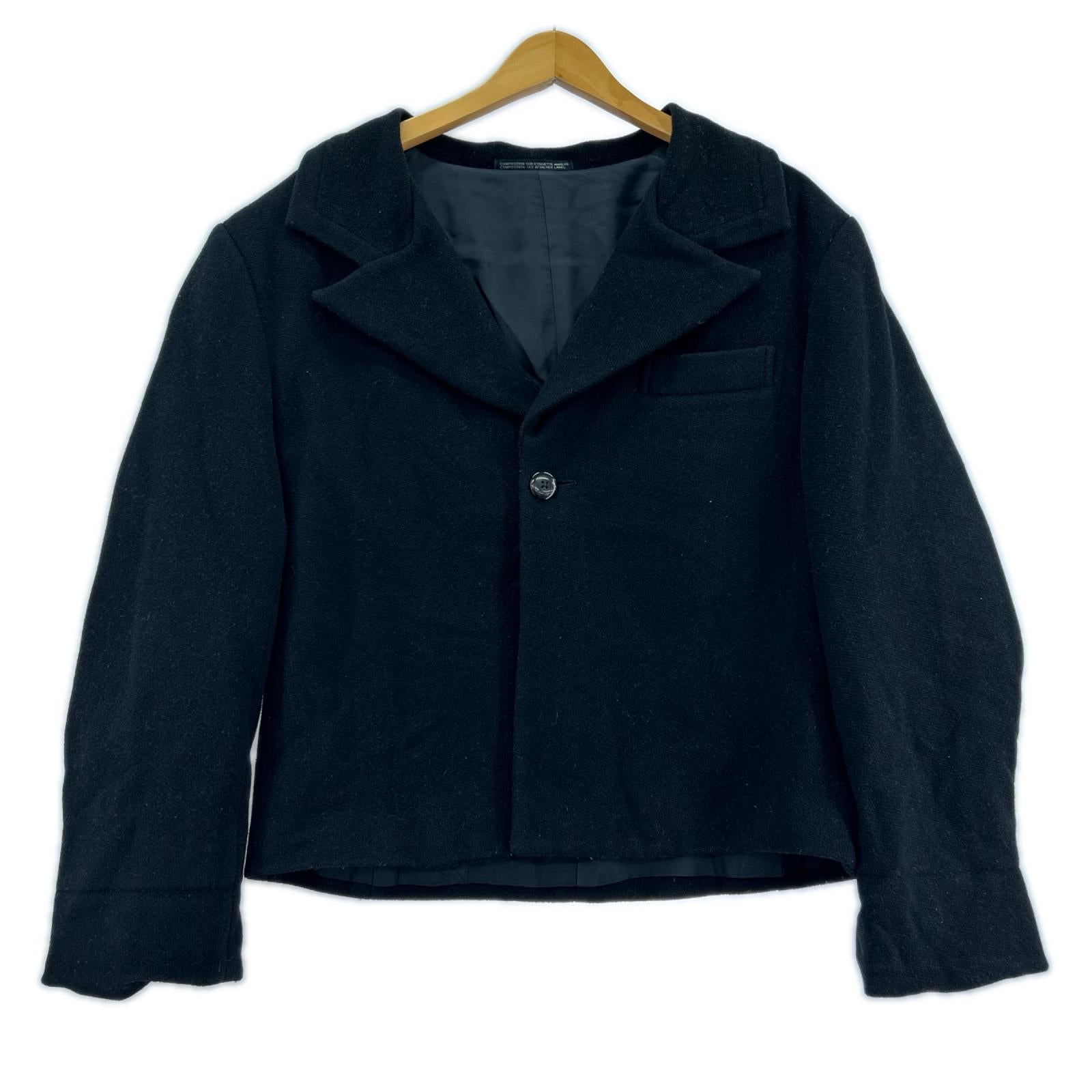 ジャケット 80s POUR HOMME 丸文字タグ Short Jacket (S) S ブラック