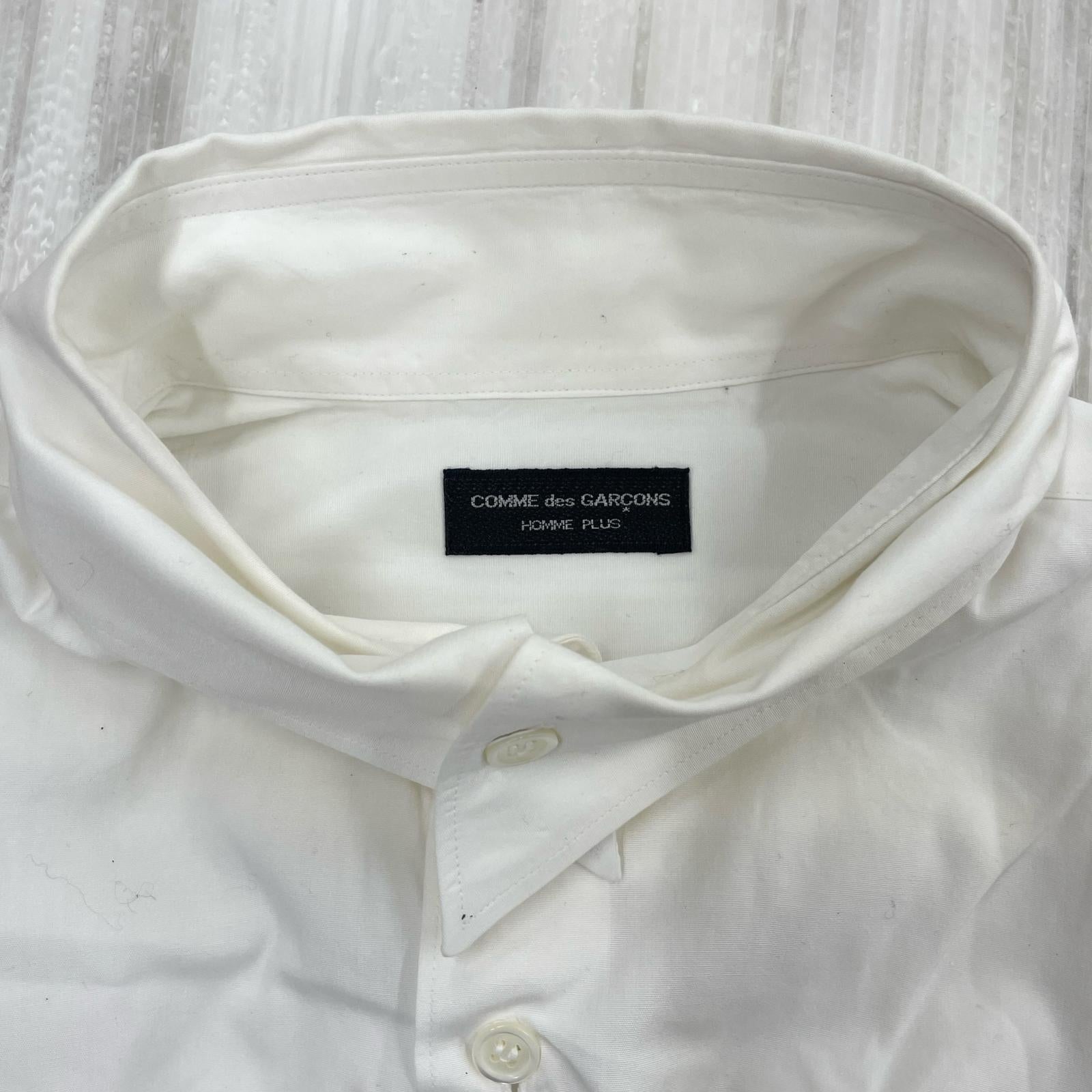 長袖シャツ COMME des GARCONS HOMME PLUS 80s 襟デザイン ドレスシャツ ホワイト ホワイト