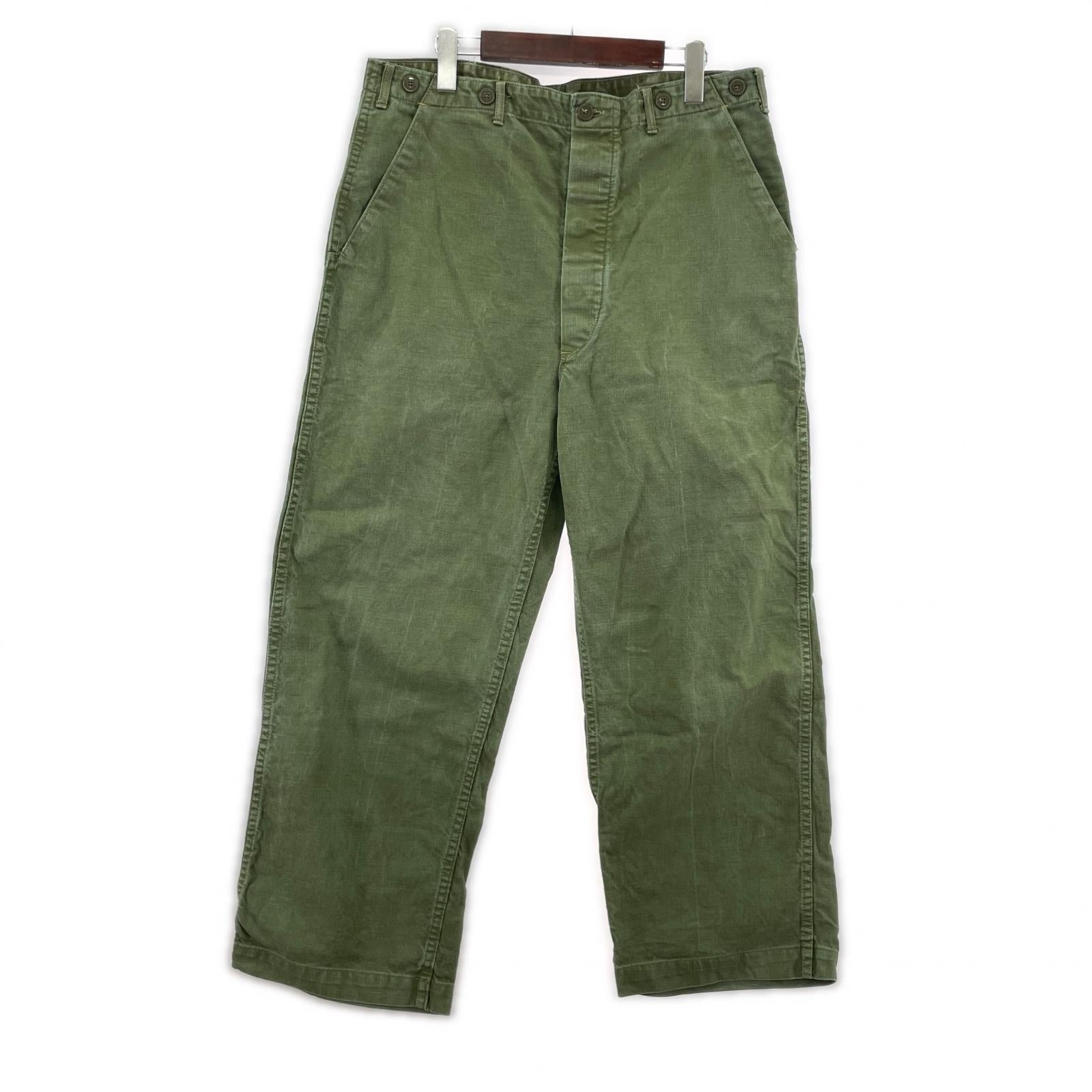 パンツ 40s頃 スウェーデン軍 針刺しシンチバック ワークパンツ カーキ