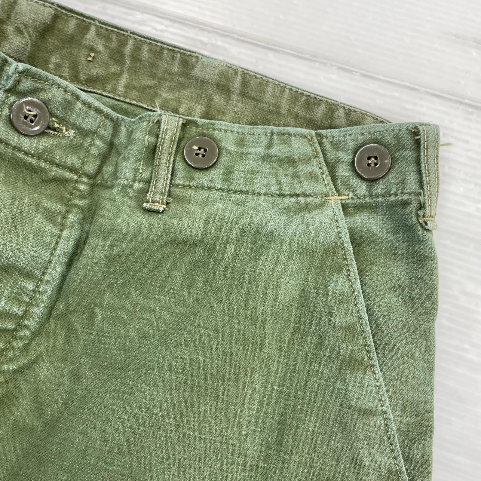 パンツ 40s頃 スウェーデン軍 針刺しシンチバック ワークパンツ カーキ
