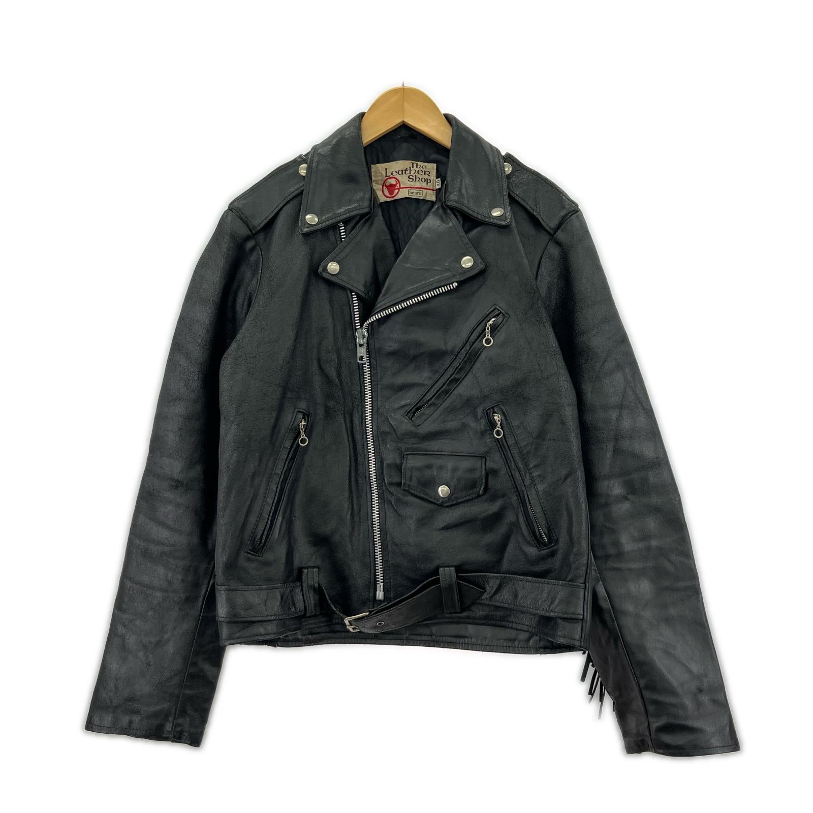 ライダースジャケット 70s Sears Fringe Double Riders Jacket ブラック
