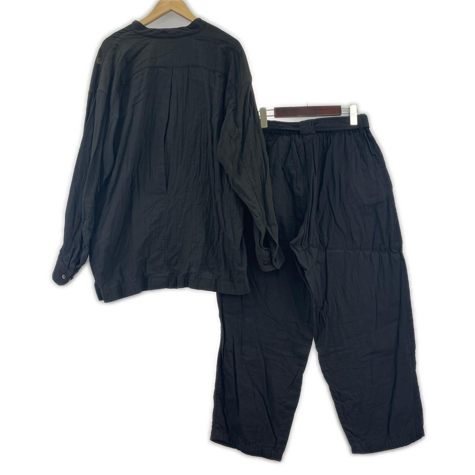 長袖シャツ ISSEY MIYAKE 80s 筆タグ プルオーバーシャツ セットアップ ブラック ブラック