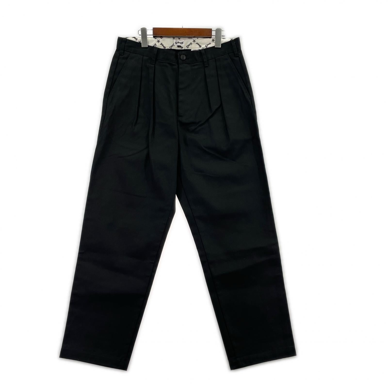 パンツ TC DOUBLE PLEATED WIDE PANTS L ブラック