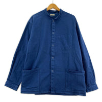 ジャケット バンドカラー カバーオール 青 (XL) ブルー