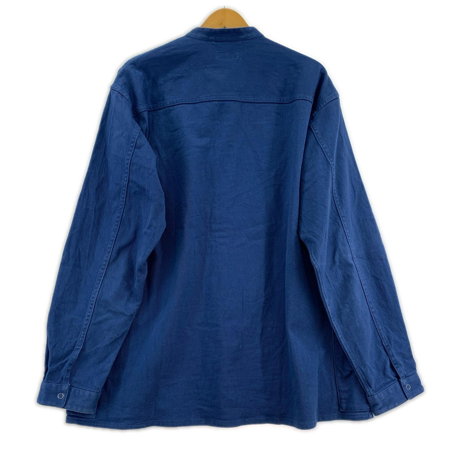 ジャケット バンドカラー カバーオール 青 (XL) ブルー