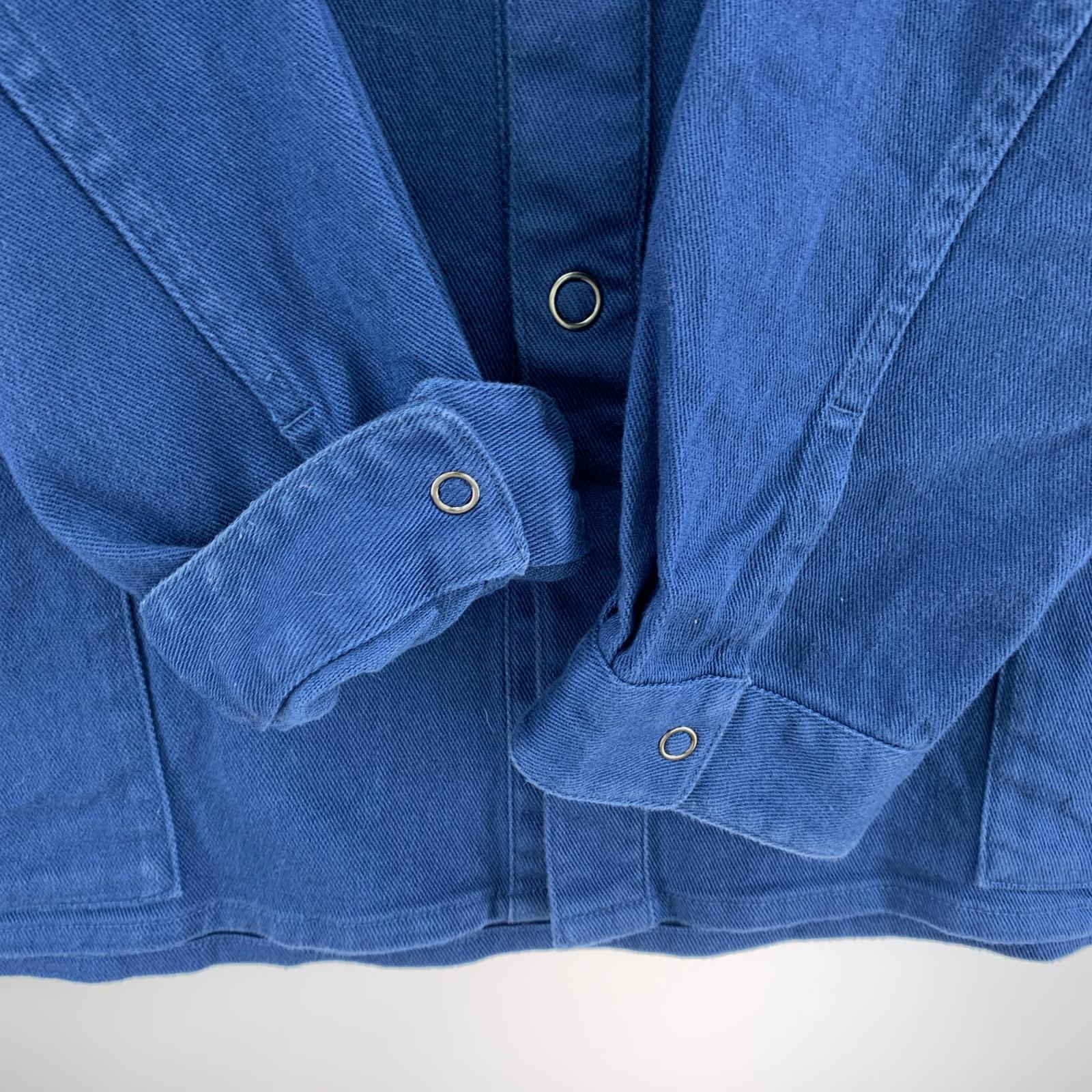 ジャケット バンドカラー カバーオール 青 (XL) ブルー