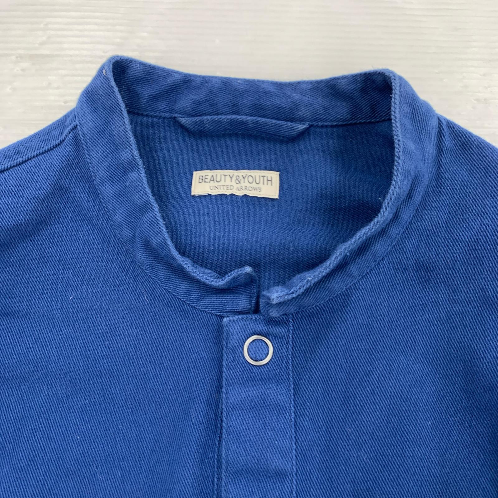 ジャケット バンドカラー カバーオール 青 (XL) ブルー