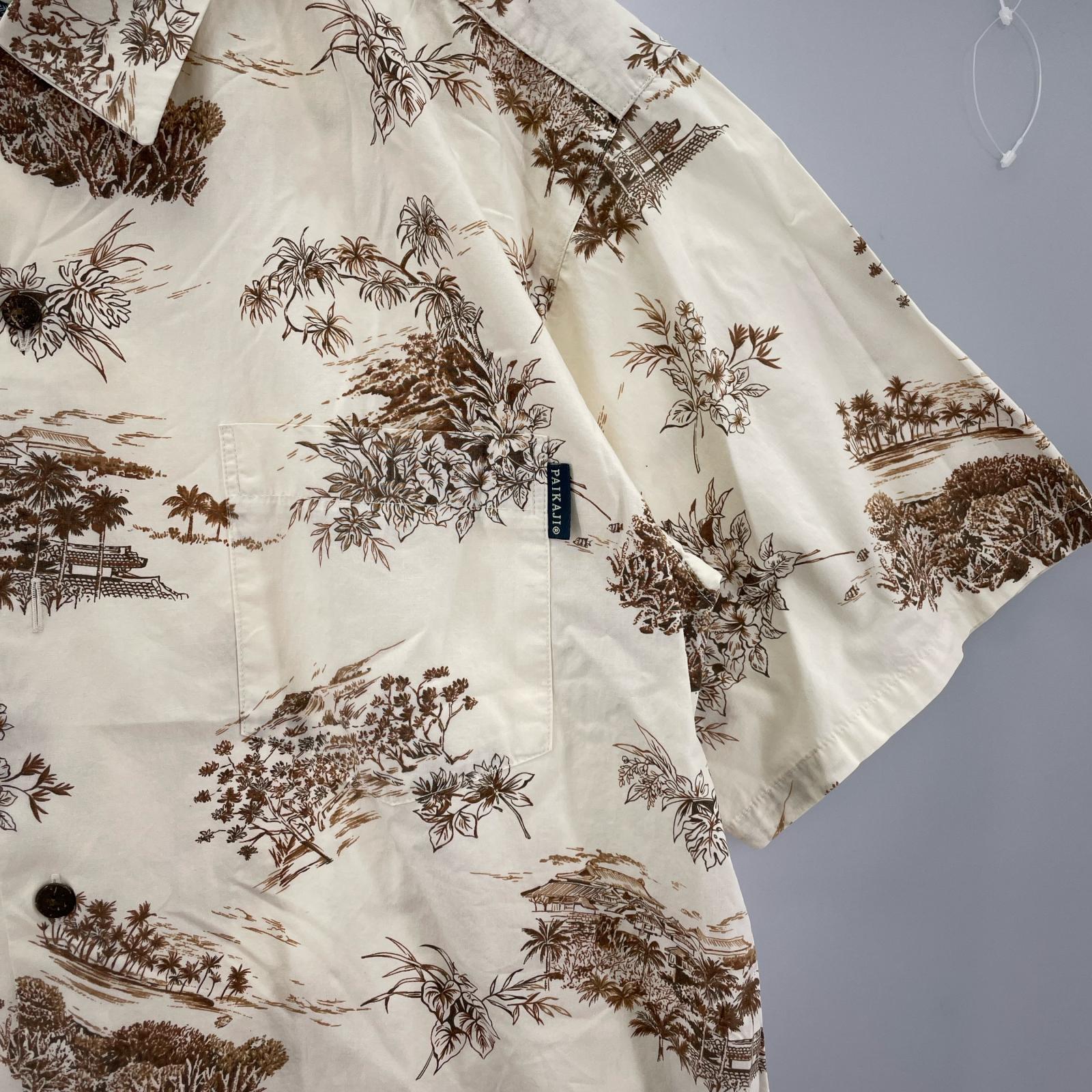 半袖シャツ PAIKAJI Cotton Aloha Shirt L WHT L ベージュ
