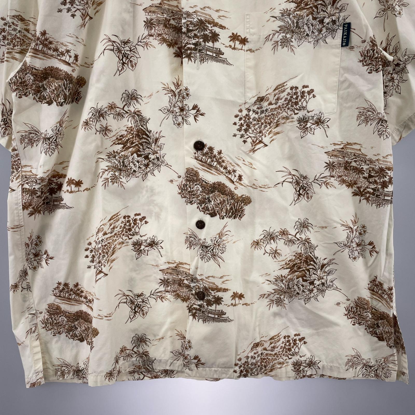半袖シャツ PAIKAJI Cotton Aloha Shirt L WHT L ベージュ