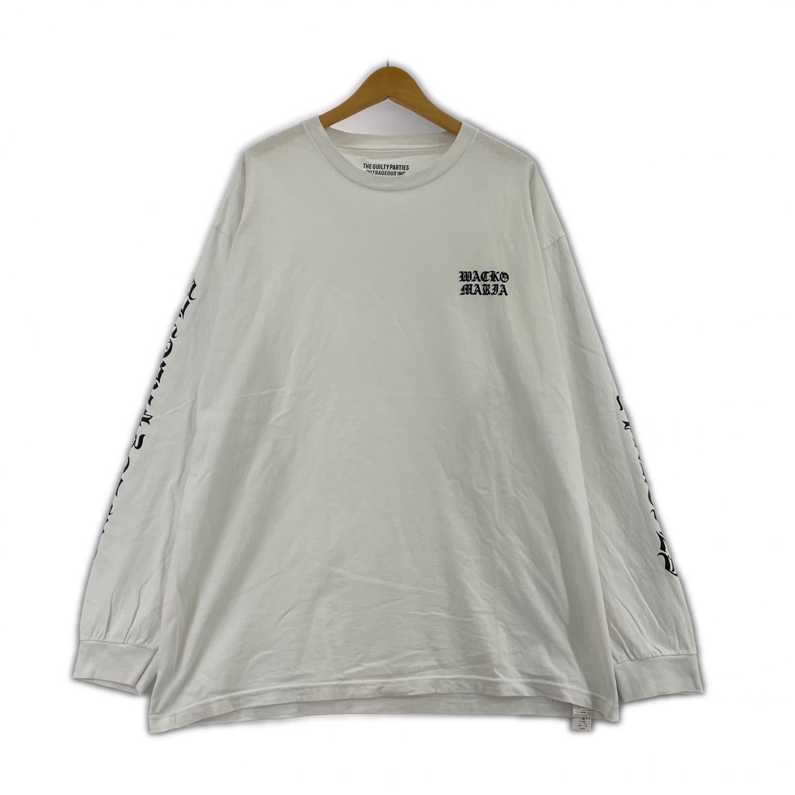 長袖Ｔシャツ 袖プリント L/Sカットソー ホワイト ホワイト