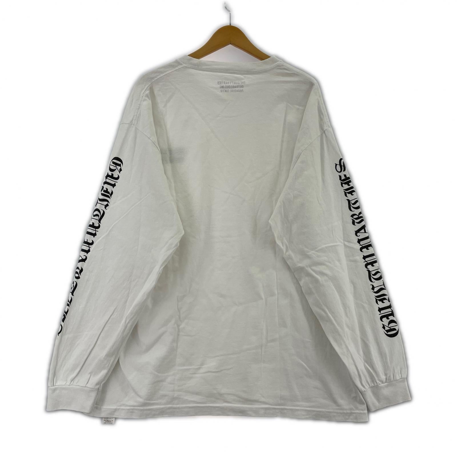長袖Ｔシャツ 袖プリント L/Sカットソー ホワイト ホワイト