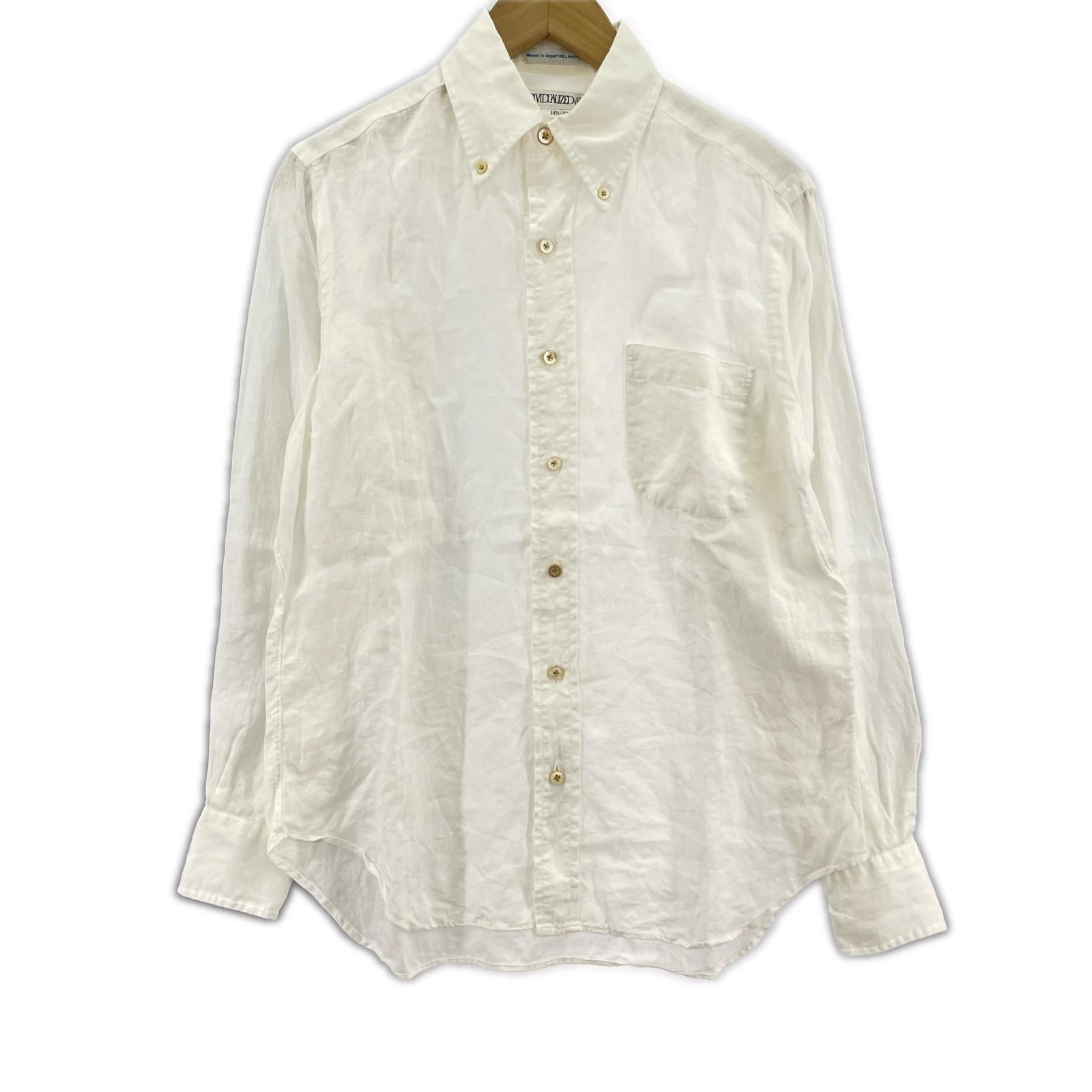 長袖シャツ individualized shirts Woven linen/cotton ホワイト