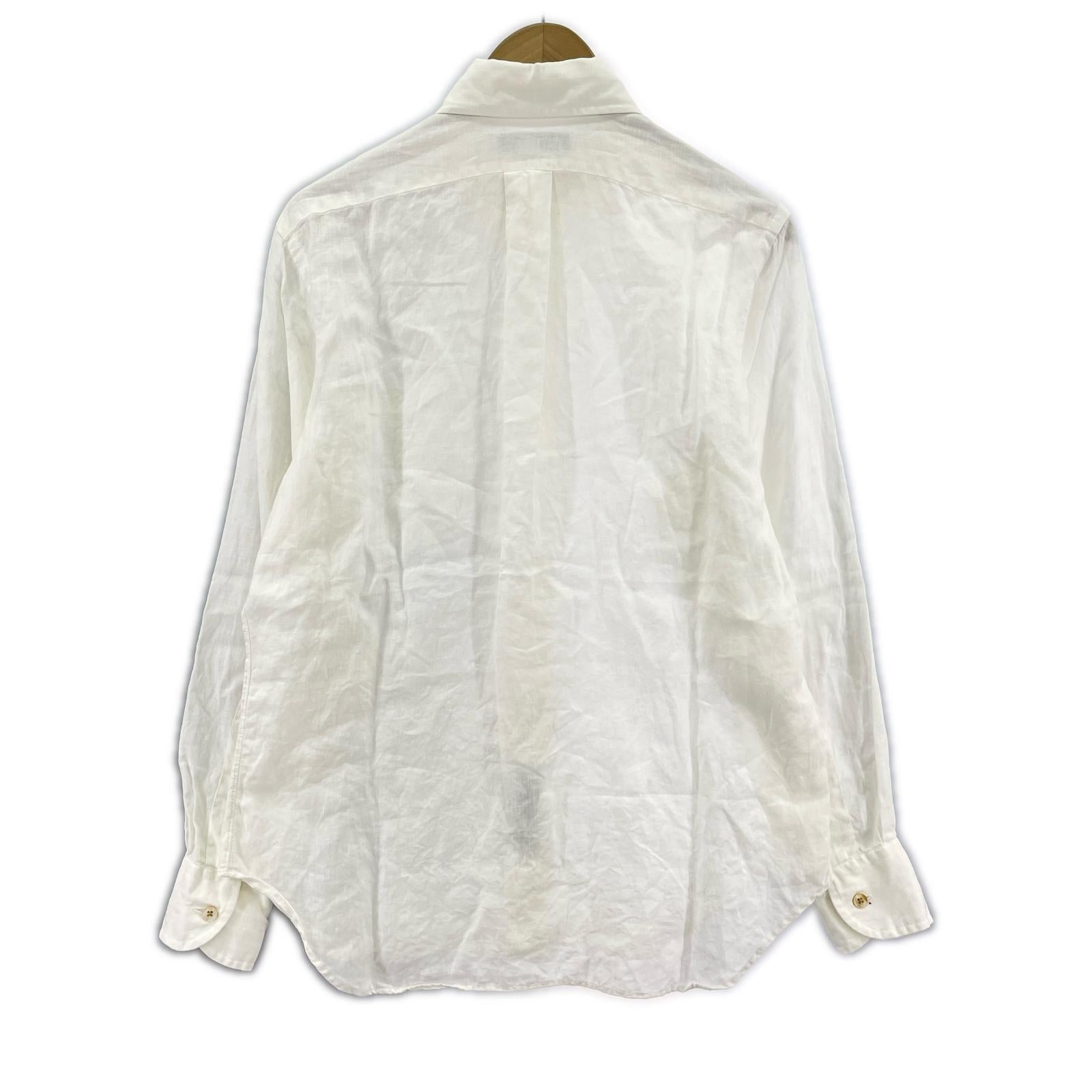 長袖シャツ individualized shirts Woven linen/cotton ホワイト